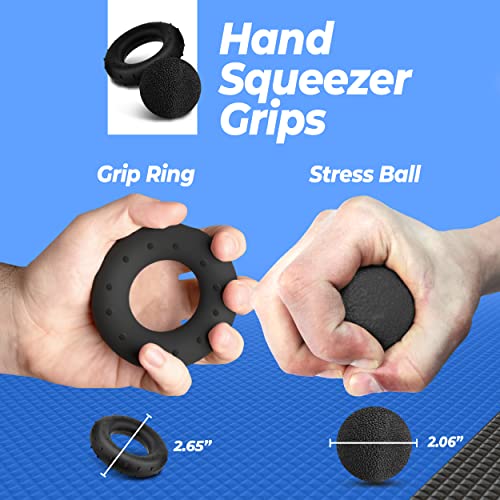 Grip Strength Trainer Kit - 5 Pack, Hand Grip Strengthener Kit, Hand Strengthener + Grip Strength Kit | Hand Exerciser Grip Strengthener Kit, Grip Trainer + Hand Grips for Strength *Bonus Carry Bag*