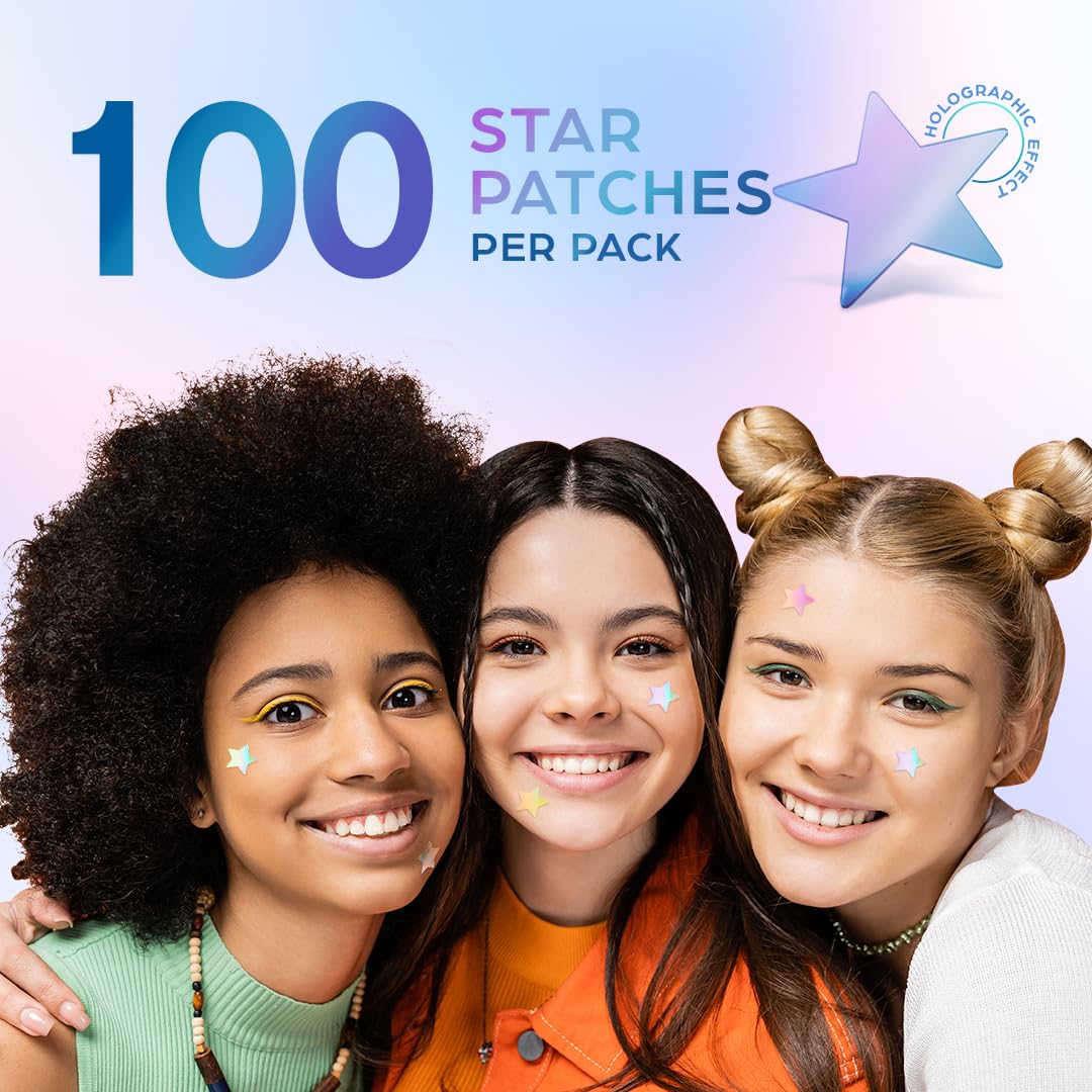 KEYCONCEPTS Star Pimple Patches for Face (100 Pack, Cute), Pimple Patches Stars - Hydrocolloid Star Patches for Pimples with Tea Tree Oil - Star Stickers for Face - Pimple Stickers - Star Acne Patch
