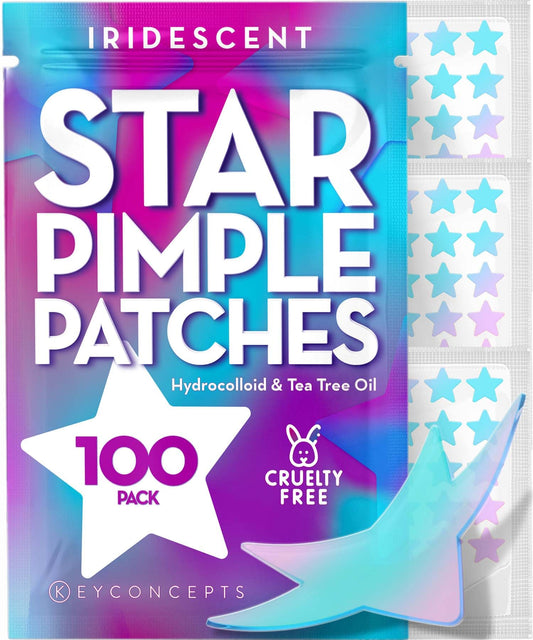 KEYCONCEPTS Star Pimple Patches for Face (100 Pack, Cute), Pimple Patches Stars - Hydrocolloid Star Patches for Pimples with Tea Tree Oil - Star Stickers for Face - Pimple Stickers - Star Acne Patch